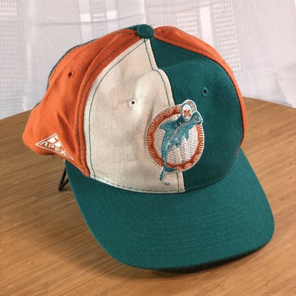 Vintage Apex One '90's Miami Dolphins spilt Color Block snapback hat Ballcap - Picture 9 of 10